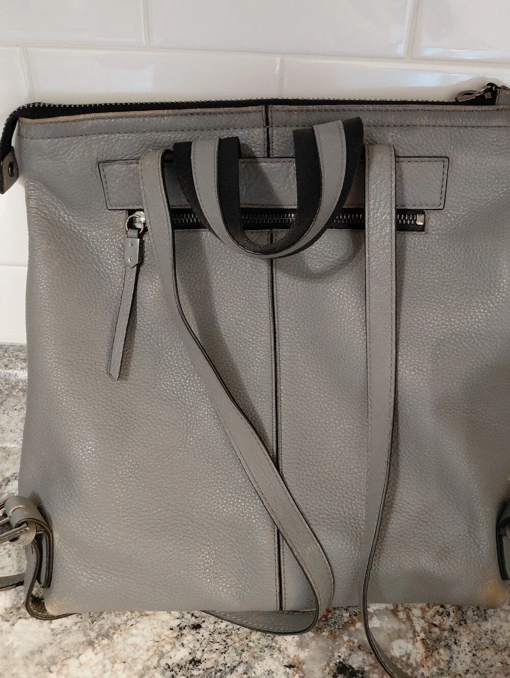 Botkier Gray Pebbled Leather Studded Backpack **read Description
